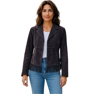 Vintage Wilson’s Leather Maxima Large Brown Suede Fringe Jacket Western Boho